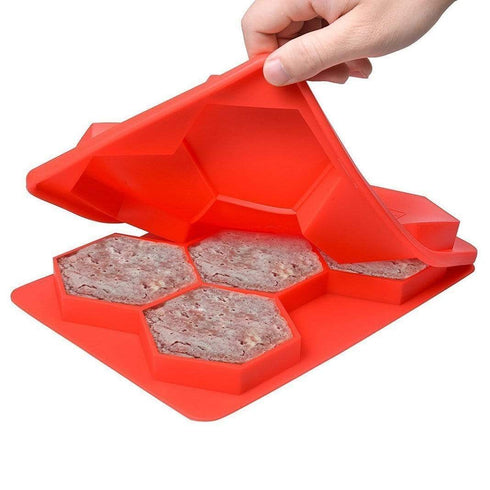 AussieSuperStore Homeware Supplies Hexagonal Silicone Burger Press with 5 Divisions Tasty Healthy Patties Stacks Hexagonal Silicone Burger Press 5 Divisions Tasty Healthy Patties BKBURGEHEXAMOLD